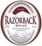 RAZORBACK RED ALE SNOWY MOUNTAINS AUSTRALIA SNOWY MOUNTAINS BREWERY SNOWY MOUNTAINS ORIGINAL HANDCRAFTED BEER EST 2004