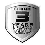 H HINO 3 YEARS UNLIMITED KILOMETRE PARTS WARRANTY