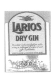 LARIOS DRY GIN DISTILLED IN TRADITIONAL POT STILLS USING A SELECTION ; OF NATURAL AND PURE INGREDIENTS DISTILLED LONDON DRY GIN ESTABLISHED ; 1866